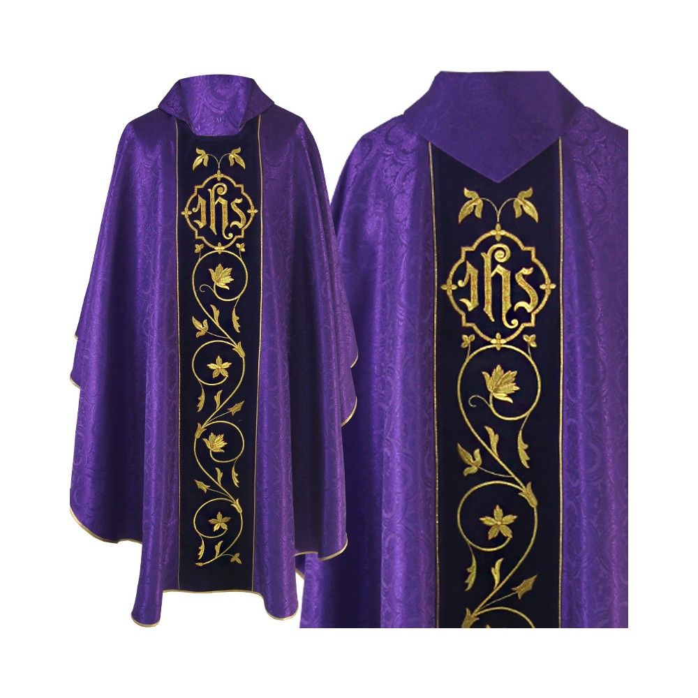 Ornat gotycki fioletowy haftowany - pas aksamit (85K) - Ornaty fioletowe - Nowość