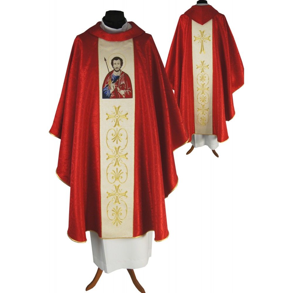 Ornat gotycki haftowany - Święty Tomasz (86K) - Ornaty czerwone - Nowość