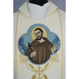 Ornat gotycki, haftowany Święty Franciszek (93K) - Ornaty z wizerunkiem świętych - zdjęcie 2 - Ornat gotycki, haftowany Święty Franciszek (93K)