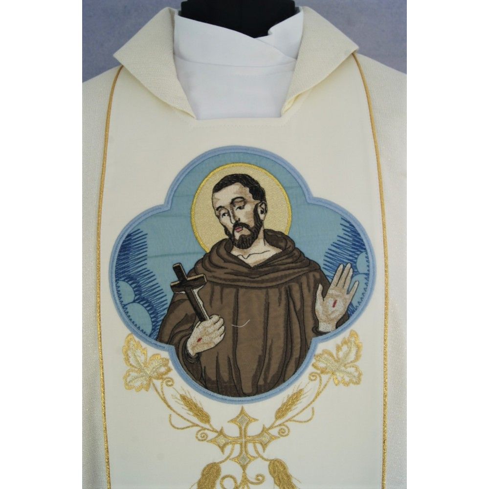 Ornat gotycki, haftowany Święty Franciszek (93K) - Ornaty z wizerunkiem świętych - zdjęcie 2 - Ornat gotycki, haftowany Święty Franciszek (93K)