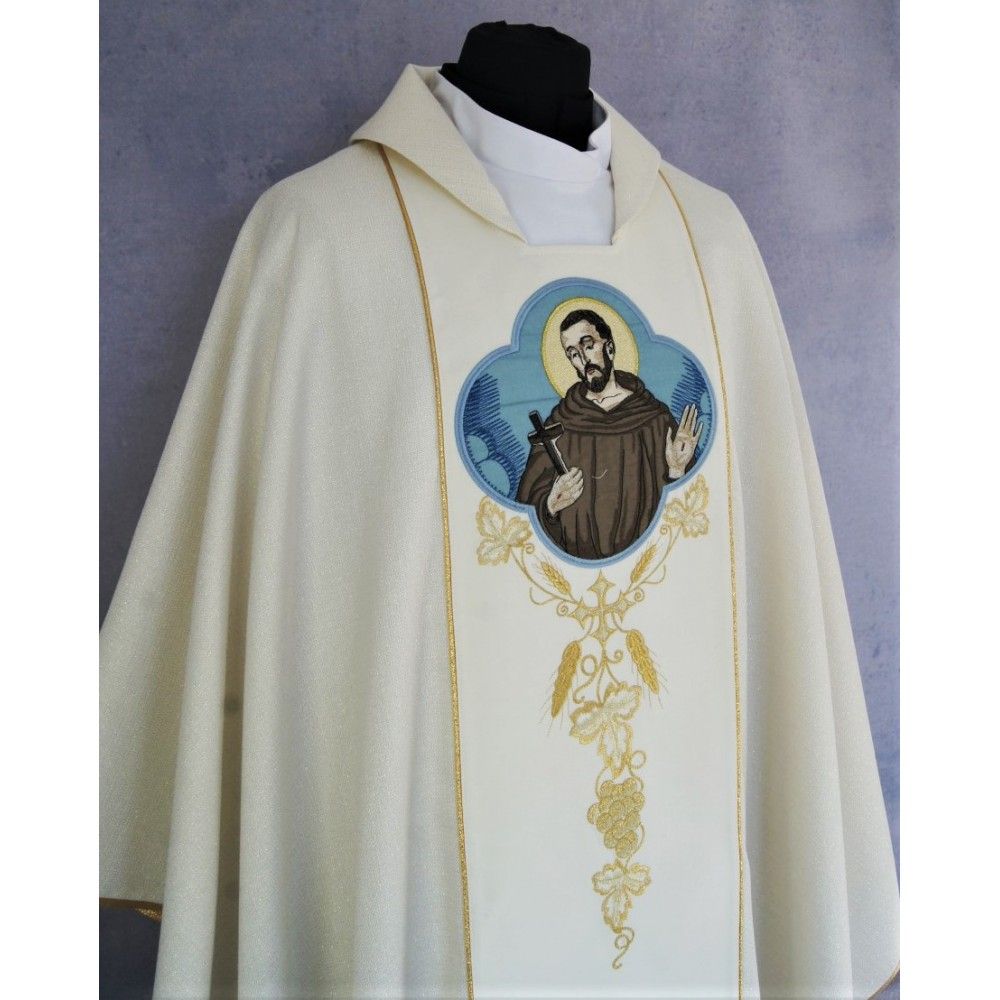 Ornat gotycki, haftowany Święty Franciszek (93K) - Ornaty z wizerunkiem świętych - zdjęcie 3 - Ornat gotycki, haftowany Święty Franciszek (93K)