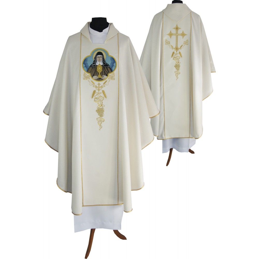 Ornat gotycki, haftowany Święta Klara (95K) - Ornaty z wizerunkiem świętych - Nowość