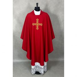 Ornat gotycki haftowany, czerwony - Krzyż (97K) - Ornaty czerwone - zdjęcie 2 - Ornat gotycki haftowany, czerwony - Krzyż (97K)
