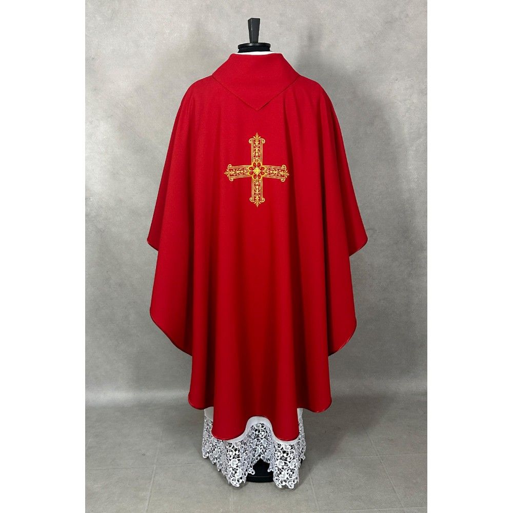 Ornat gotycki haftowany, czerwony - Krzyż (97K) - Ornaty czerwone - zdjęcie 3 - Ornat gotycki haftowany, czerwony - Krzyż (97K)