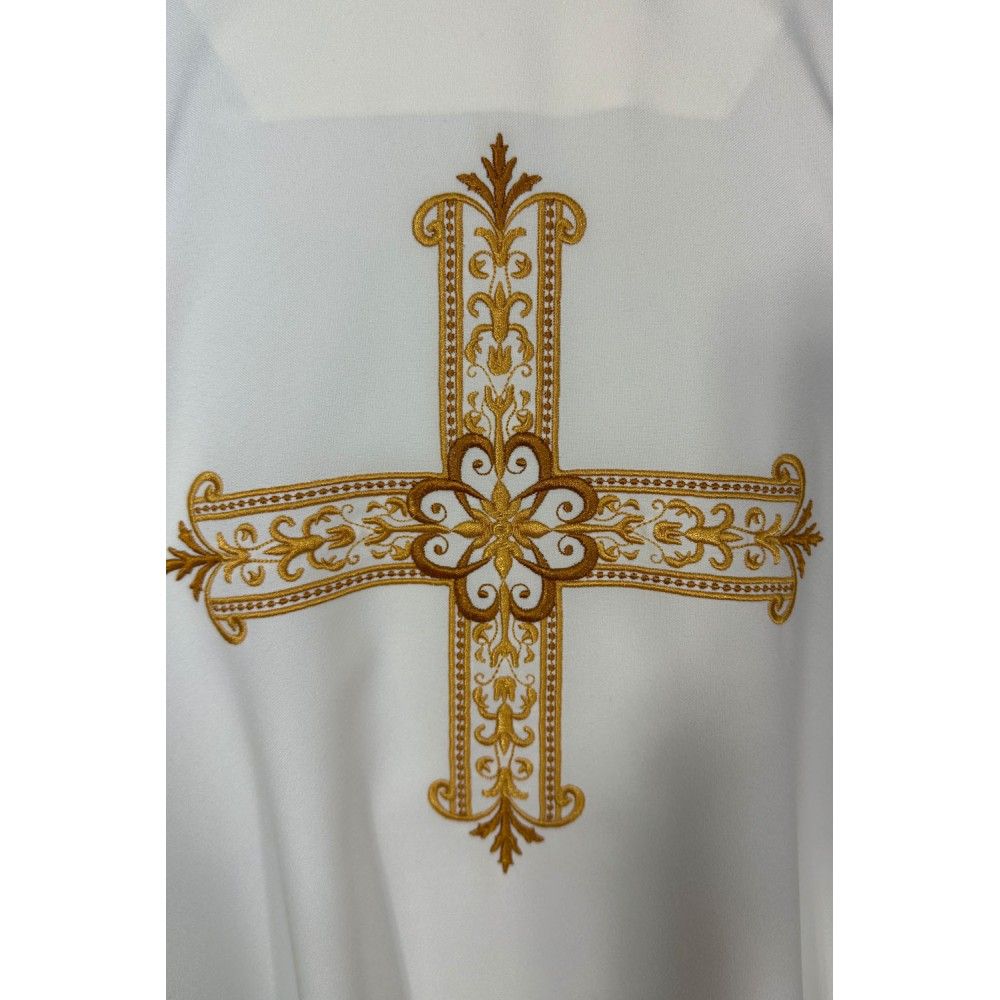 Ornat gotycki haftowany, ecru - Krzyż (98K) - Ornaty białe/ ecru - zdjęcie 4 - Ornat gotycki haftowany, ecru - Krzyż (98K)