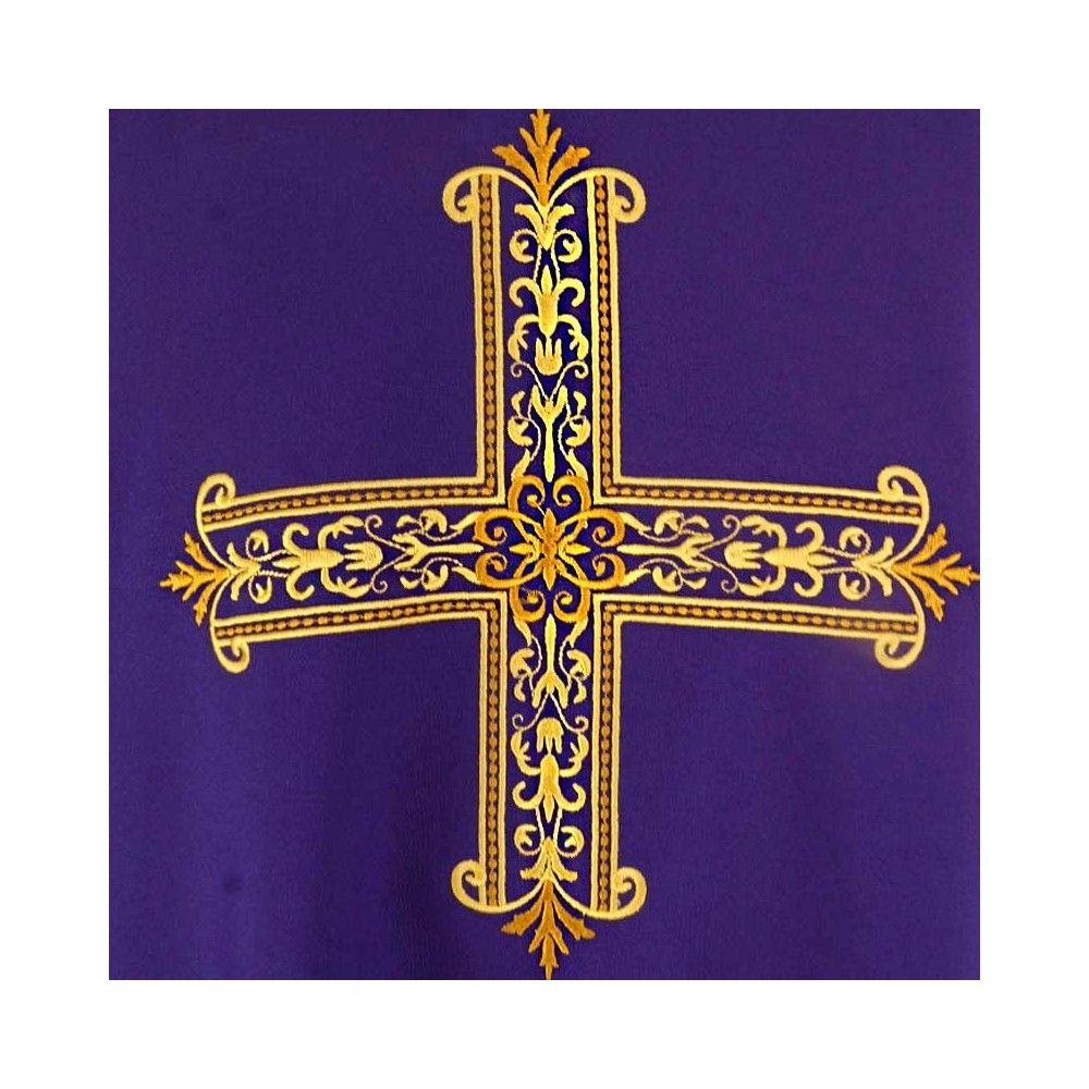 Ornat gotycki haftowany, fioletowy - Krzyż (99K) - Ornaty fioletowe - zdjęcie 3 - Ornat gotycki haftowany, fioletowy - Krzyż (99K)