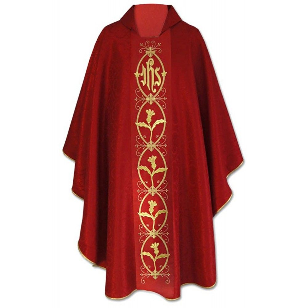 Ornat gotycki haftowany, czerwony - Krzyż (101K) - Ornaty czerwone - Nowość