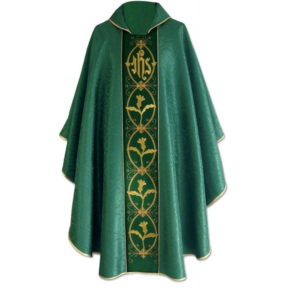 Ornat gotycki haftowany, zielony - Krzyż (103K) - Ornaty zielone - Nowość