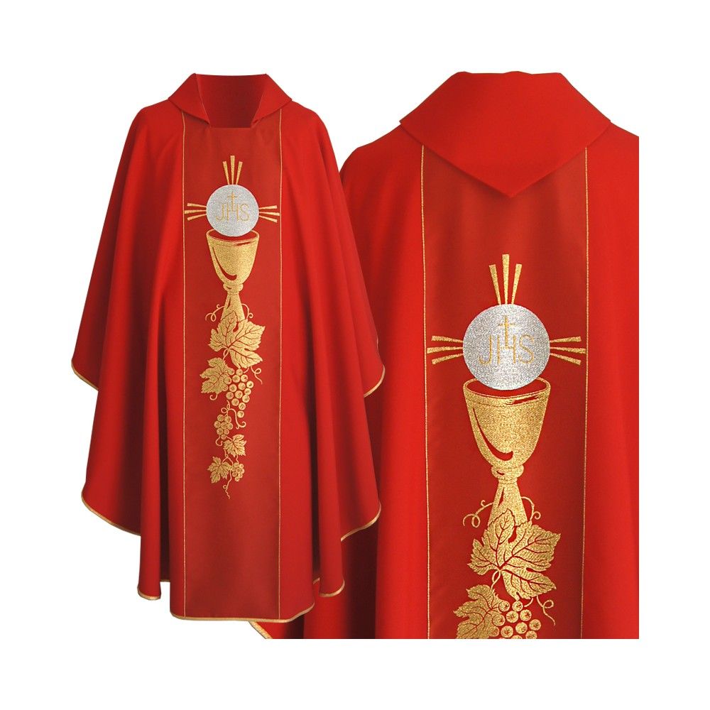 Ornat gotycki czerwony, pas tkany (107K) - Ornaty czerwone - Nowość