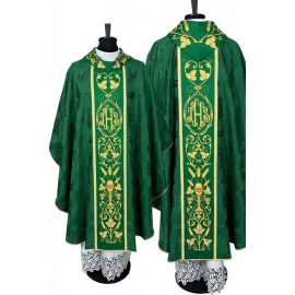 Ornat gotycki zielony, haftowany IHS (114K) - Ornaty zielone