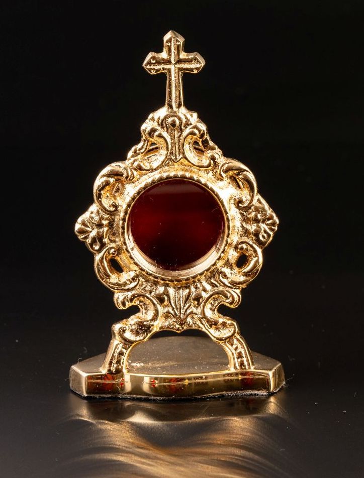 Relikwiarz mosiężny, pozłacany - 10 cm (28) - RELIKWIARZE - Nowość