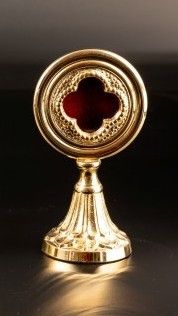 Relikwiarz mosiężny, pozłacany - 15 cm (30) - RELIKWIARZE - Nowość