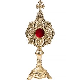Relikwiarz mosiężny, pozłacany - 34 cm (32) - RELIKWIARZE