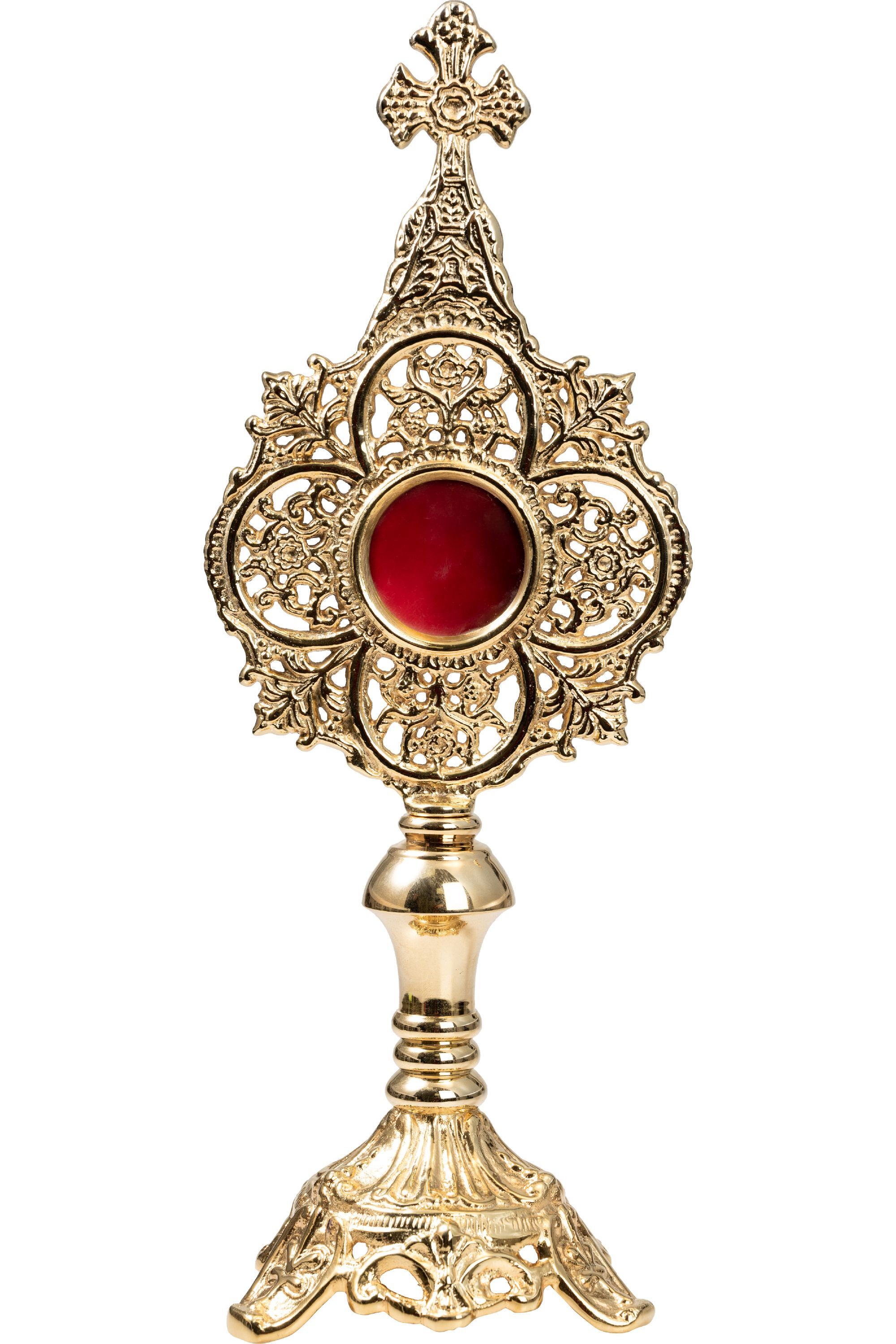 Relikwiarz mosiężny, pozłacany - 34 cm (32) - RELIKWIARZE - Nowość