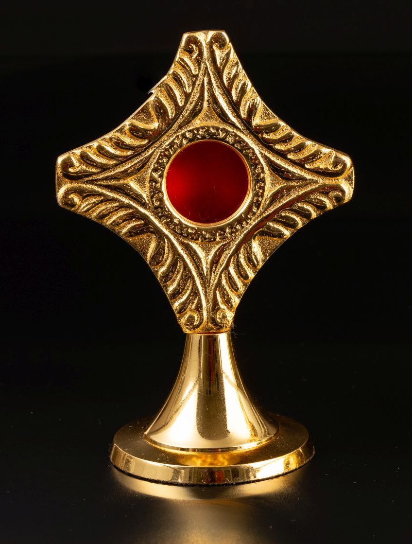 Relikwiarz mosiężny, pozłacany - 12 cm (33) - RELIKWIARZE - Nowość