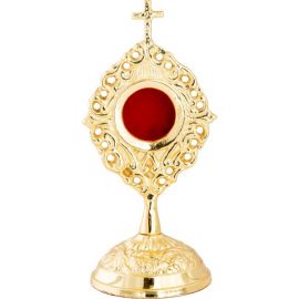 Relikwiarz mosiężny, pozłacany - 14 cm (34) - RELIKWIARZE - zdjęcie 2 - Relikwiarz mosiężny, pozłacany - 14 cm (34)