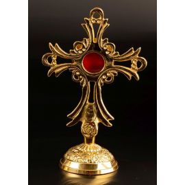 Relikwiarz mosiężny, pozłacany - 17 cm (35) - RELIKWIARZE