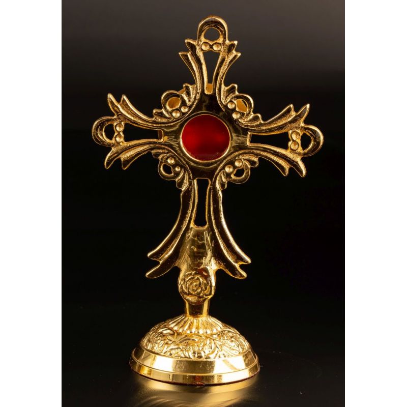 Relikwiarz mosiężny, pozłacany - 17 cm (35) - RELIKWIARZE - Relikwiarz mosiężny, pozłacany - 17 cm (35)