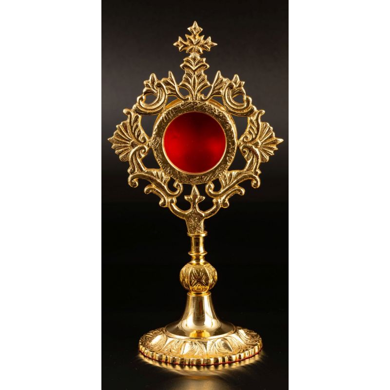 Relikwiarz mosiężny, pozłacany - 25 cm (37) - RELIKWIARZE - Relikwiarz mosiężny, pozłacany - 25 cm (37)