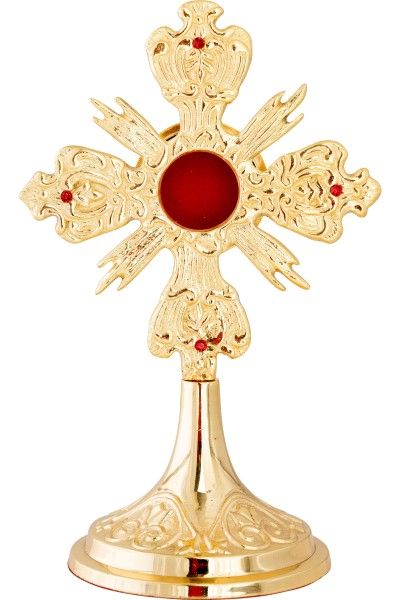 Relikwiarz mosiężny, pozłacany - 22 cm (38) - RELIKWIARZE - zdjęcie 2 - Relikwiarz mosiężny, pozłacany - 22 cm (38)