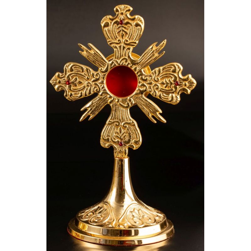 Relikwiarz mosiężny, pozłacany - 22 cm (38) - RELIKWIARZE - Relikwiarz mosiężny, pozłacany - 22 cm (38)