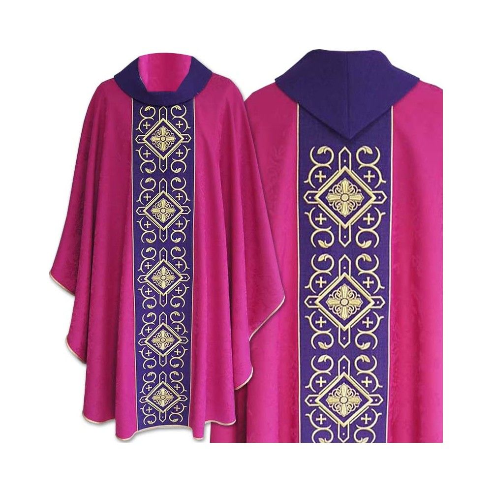 Ornat gotycki krzyż haftowany- kolory liturgiczne (5) - Ornaty haftowane - zdjęcie 6 - Ornat gotycki (5)