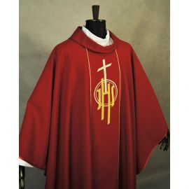 Ornat gotycki czerwony, haftowany IHS (122K) - Ornaty czerwone - zdjęcie 3 - Ornat gotycki czerwony, haftowany IHS (122K)