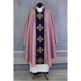 Ornat gotycki różowy pas fioletowy aksamit, haftowany (134K) - ORNATY NA WIELKI POST - zdjęcie 3 - Ornat gotycki różowy pas fioletowy aksamit, haftowany (134K)