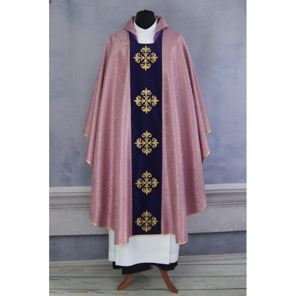 Ornat gotycki różowy pas fioletowy aksamit, haftowany (134K) - ORNATY NA WIELKI POST - zdjęcie 3 - Ornat gotycki różowy pas fioletowy aksamit, haftowany (134K)
