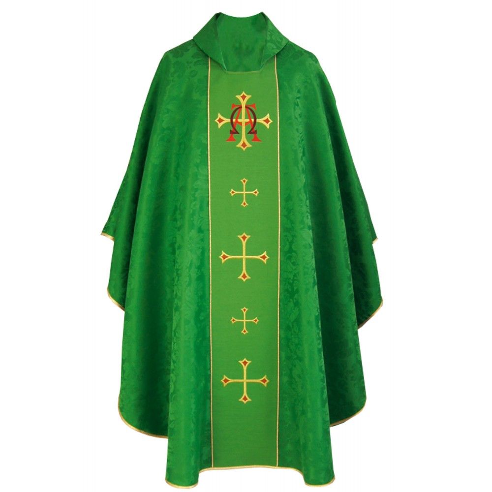 Ornat gotycki zielony, haftowany Alfa i Omega (141K) - Ornaty zielone - zdjęcie 2 - Ornat gotycki zielony, haftowany Alfa i Omega (141K)
