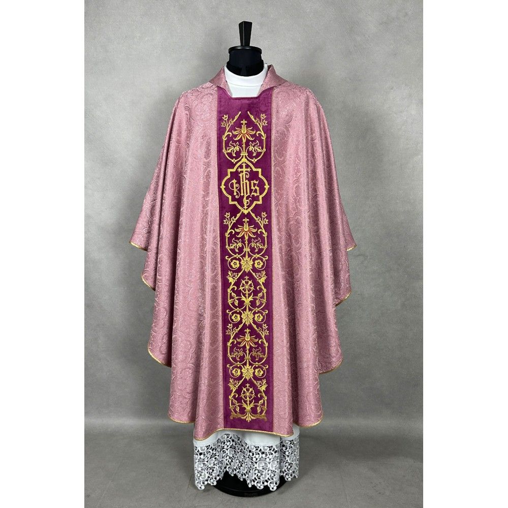 Ornat gotycki blady różowy, haftowany pas aksamit (149K) - ORNATY NA WIELKI POST - zdjęcie 2 - Ornat gotycki blady różowy, haftowany pas aksamit (149K)