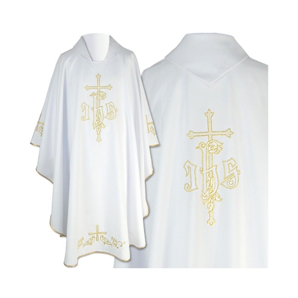 Ornat gotycki biały, haftowany, materiał strecz (157K) - Ornaty białe/ ecru - Nowość