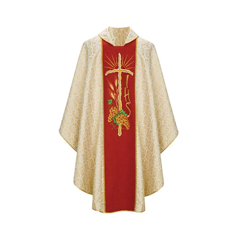 Ornat gotycki złoty, haftowany, materiał brokatowy (158K) - Ornaty złote/srebrne - Ornat gotycki złoty, haftowany, materiał brokatowy (158K)