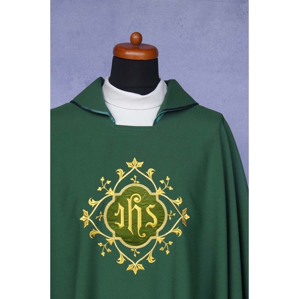 Ornat gotycki zielony, haftowany, materiał strecz (161K) - Ornaty zielone - zdjęcie 2 - Ornat gotycki zielony, haftowany, materiał strecz (161K)
