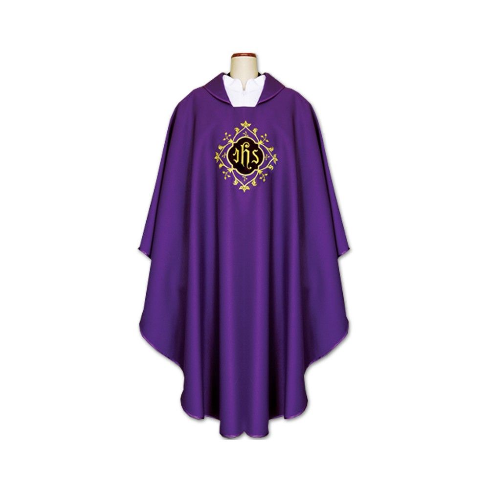 Ornat gotycki fioletowy, haftowany, materiał strecz (162K) - ORNATY NA WIELKI POST - Nowość