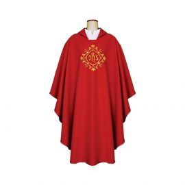 Ornat gotycki czerwony, haftowany, materiał strecz (163K) - ORNATY NA WIELKI POST