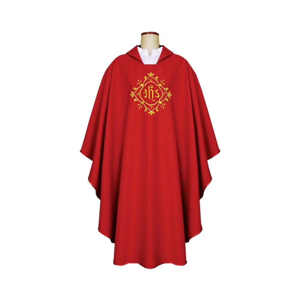 Ornat gotycki czerwony, haftowany, materiał strecz (163K) - ORNATY NA WIELKI POST - Nowość