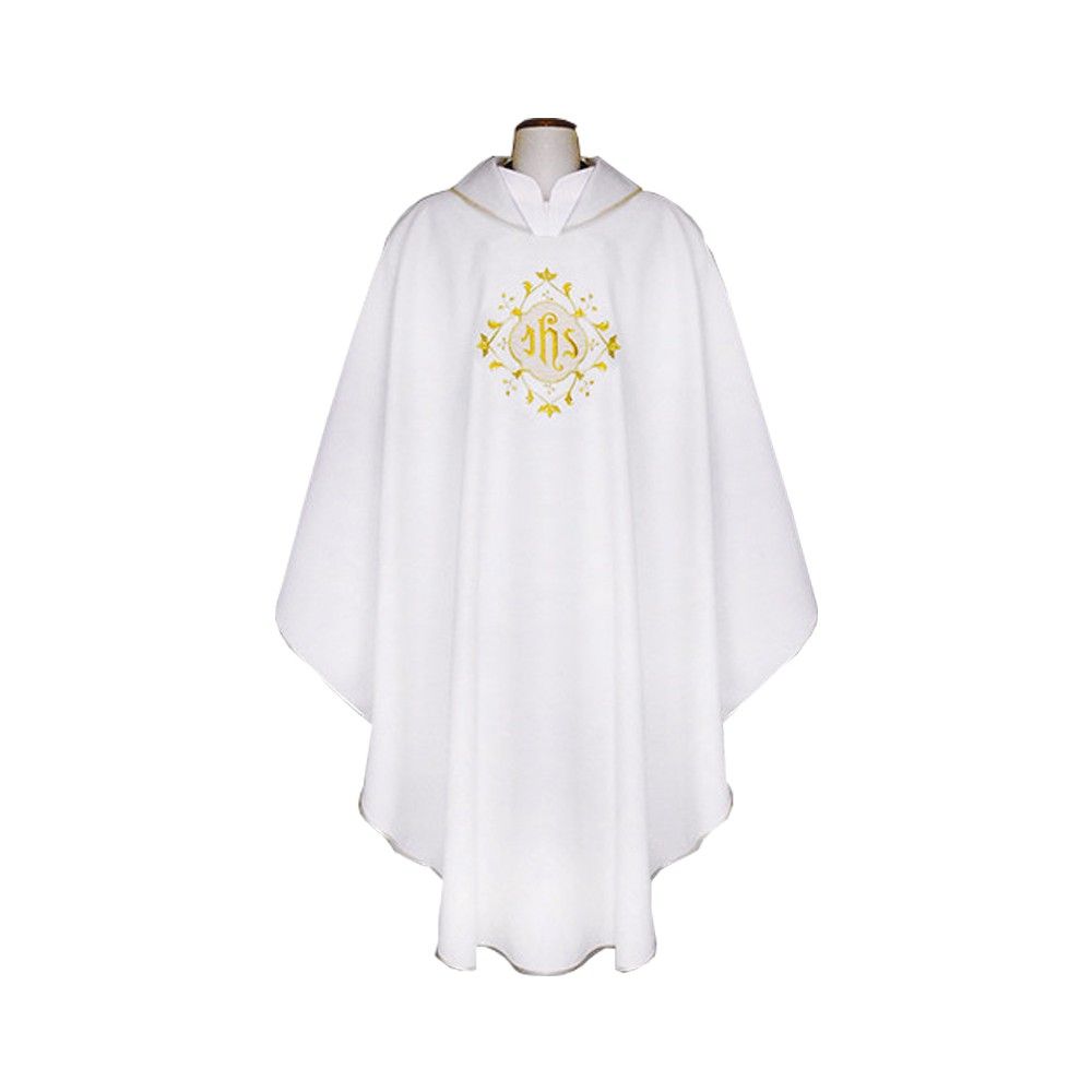 Ornat gotycki biały, haftowany, materiał strecz (164K) - Ornaty białe/ ecru - Nowość