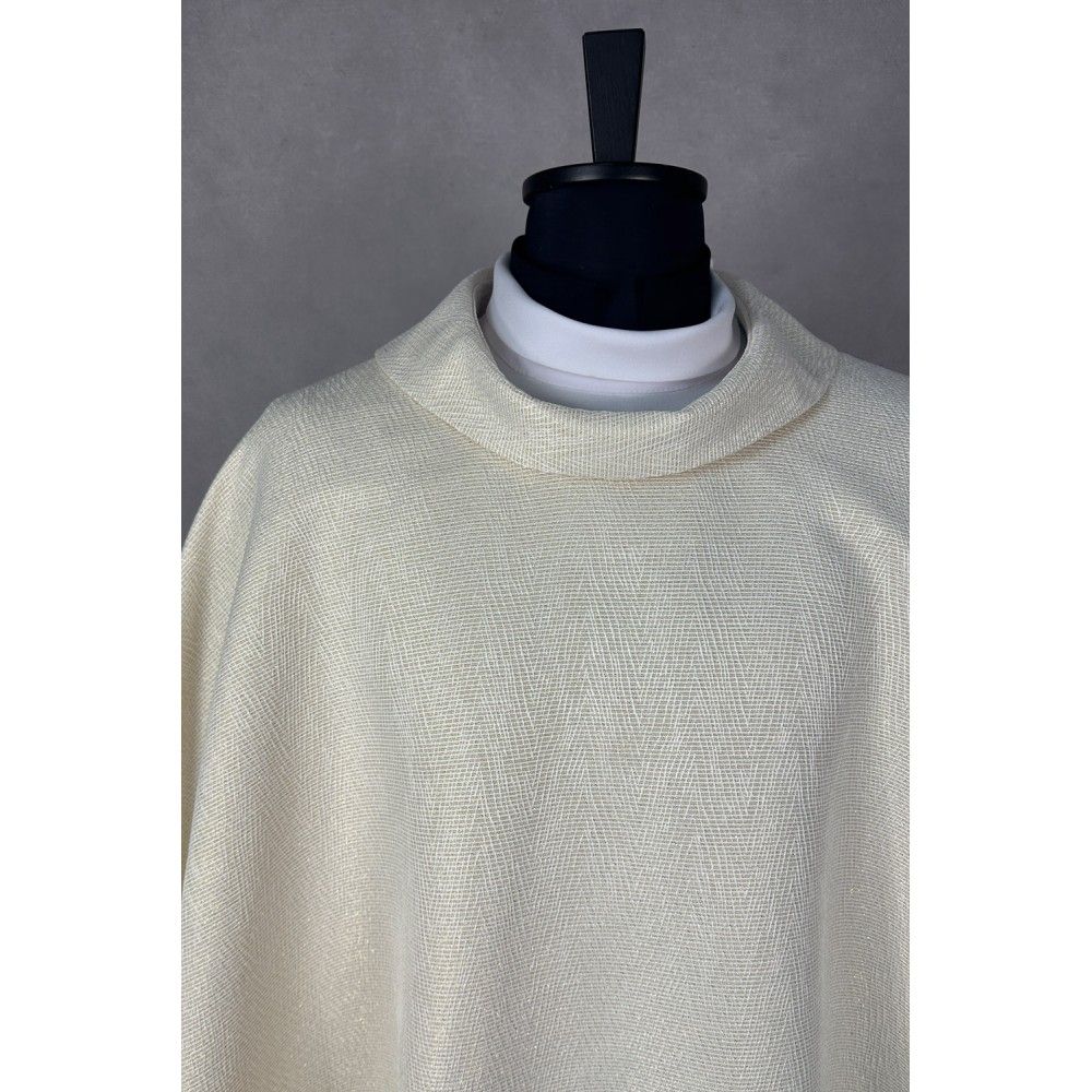 Ornat gotycki golf bez haftu, nić metalizowana (166K) - Ornaty białe/ ecru - zdjęcie 2 - Ornat gotycki golf bez haftu, nić metalizowana (166K)