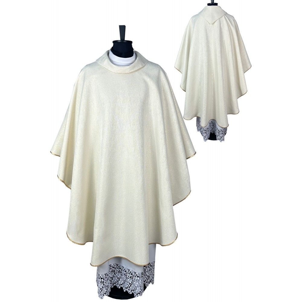 Ornat gotycki golf bez haftu, nić metalizowana (166K) - Ornaty białe/ ecru - Nowość