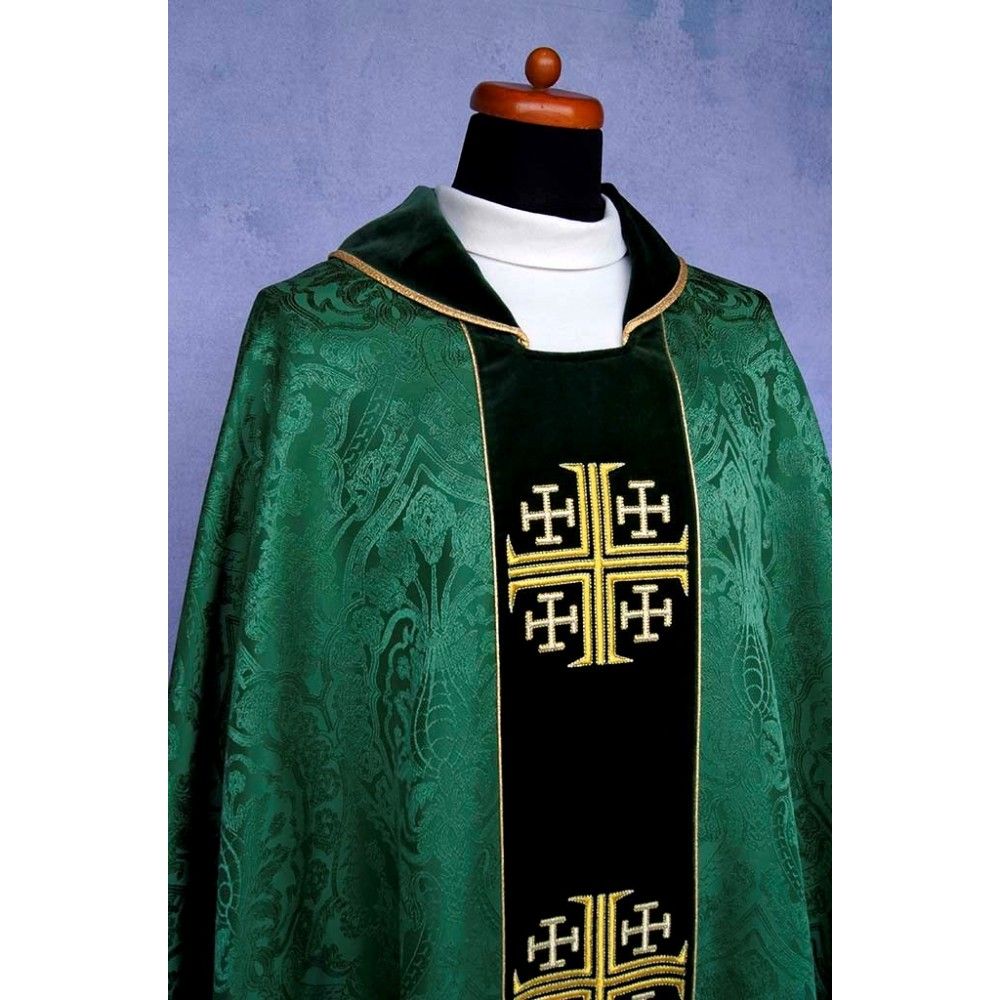 Ornat gotycki zielony, haftowany pas aksamit (167K) - Ornaty zielone - zdjęcie 2 - Ornat gotycki zielony, haftowany pas aksamit (167K)