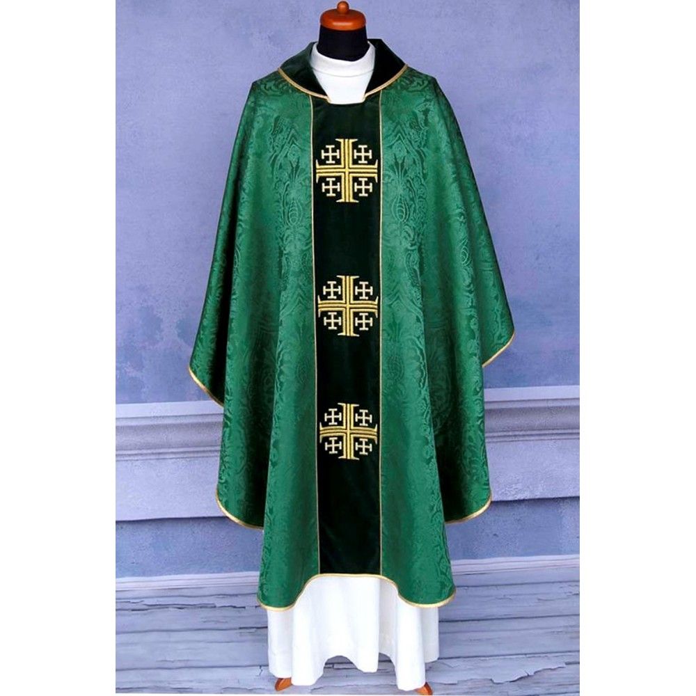 Ornat gotycki zielony, haftowany pas aksamit (167K) - Ornaty zielone - zdjęcie 3 - Ornat gotycki zielony, haftowany pas aksamit (167K)