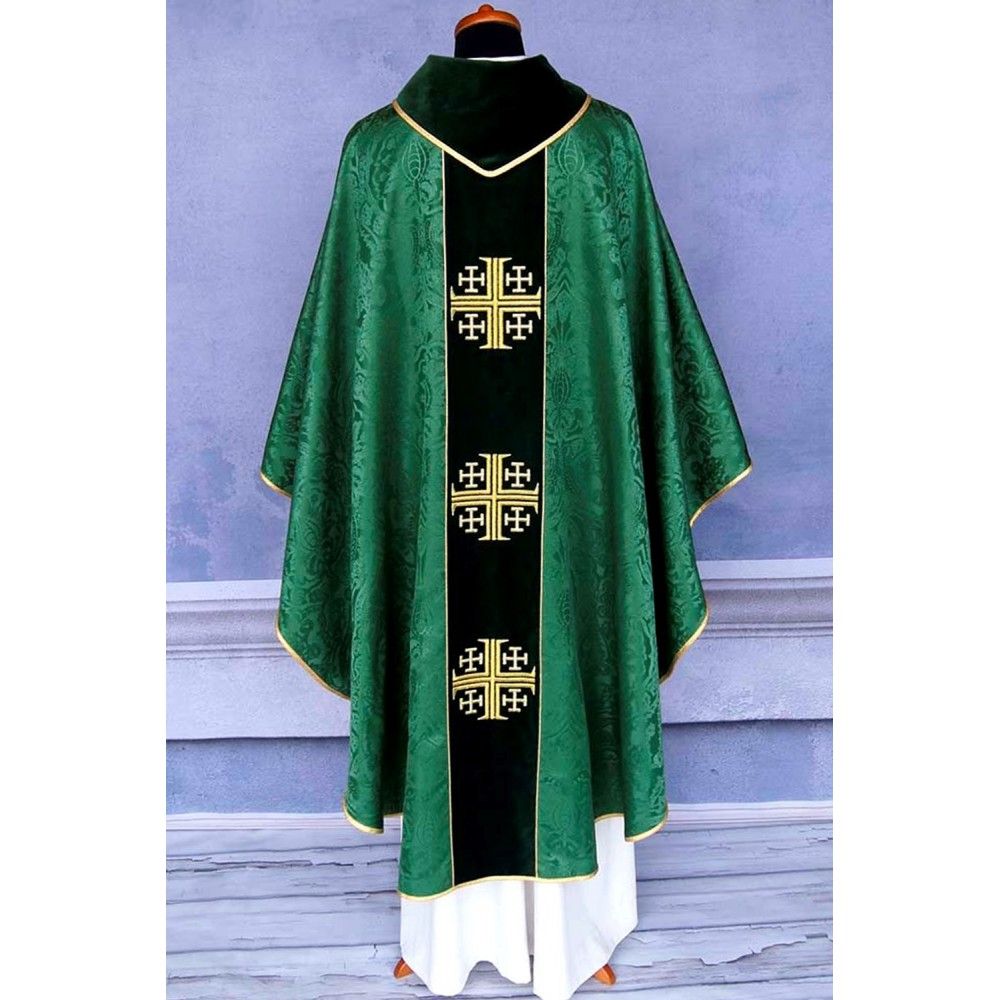Ornat gotycki zielony, haftowany pas aksamit (167K) - Ornaty zielone - zdjęcie 4 - Ornat gotycki zielony, haftowany pas aksamit (167K)