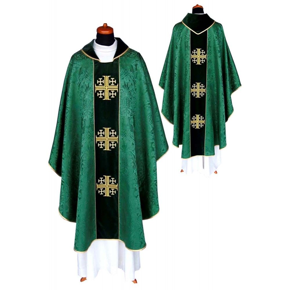 Ornat gotycki zielony, haftowany pas aksamit (167K) - Ornaty zielone - Nowość