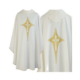 Ornat gotycki ecru, motyw krzyża (185K) - Ornaty białe/ ecru