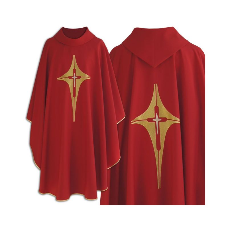Ornat gotycki czerwony, motyw krzyża (186K) - ORNATY NA WIELKI POST - Ornat gotycki czerwony, motyw krzyża (186K)