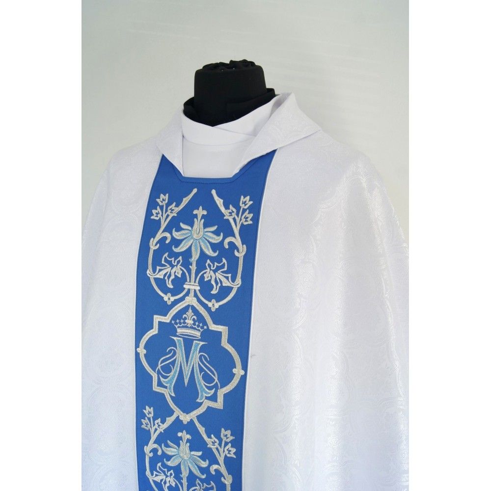 Ornat Maryjny gotycki, biały żakard - Ornaty Maryjne - zdjęcie 3 - Ornat Maryjny gotycki, biały żakard