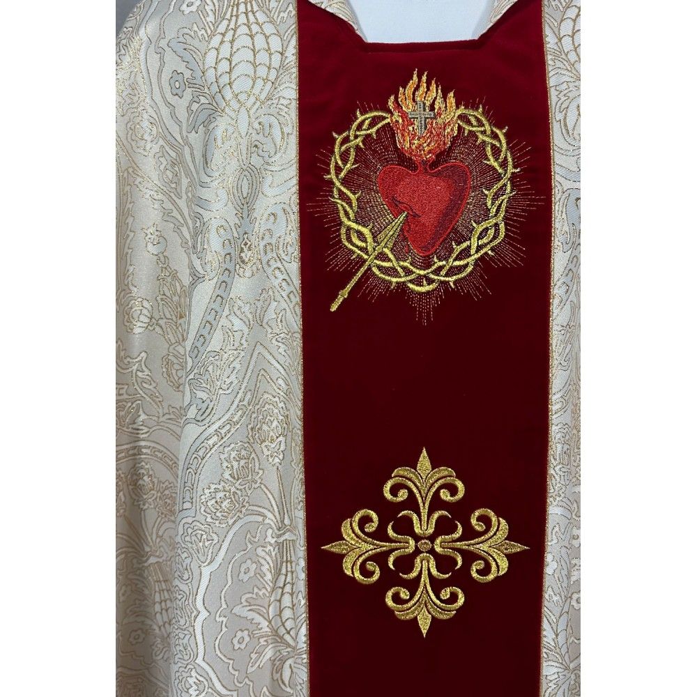 Ornat gotycki brokatowa rozeta, haftowany, pas aksamit (187K) - Ornaty złote/srebrne - zdjęcie 3 - Ornat gotycki brokatowa rozeta, haftowany, pas aksamit (187K)