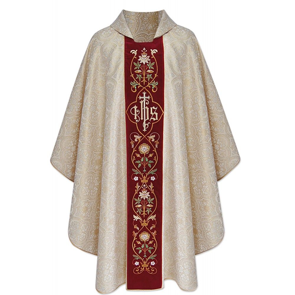 Ornat gotycki brokatowa rozeta, haftowany, pas aksamit (188K) - Ornaty złote/srebrne - Nowość