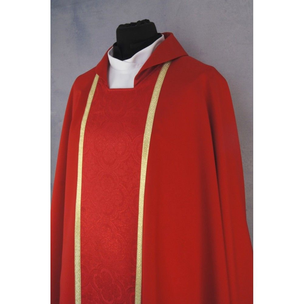 Ornat gotycki czerwony, tkanina gładka, pas żakardowy (191K) - ORNATY NA WIELKI POST - zdjęcie 2 - Ornat gotycki czerwony, tkanina gładka, pas żakardowy (191K)